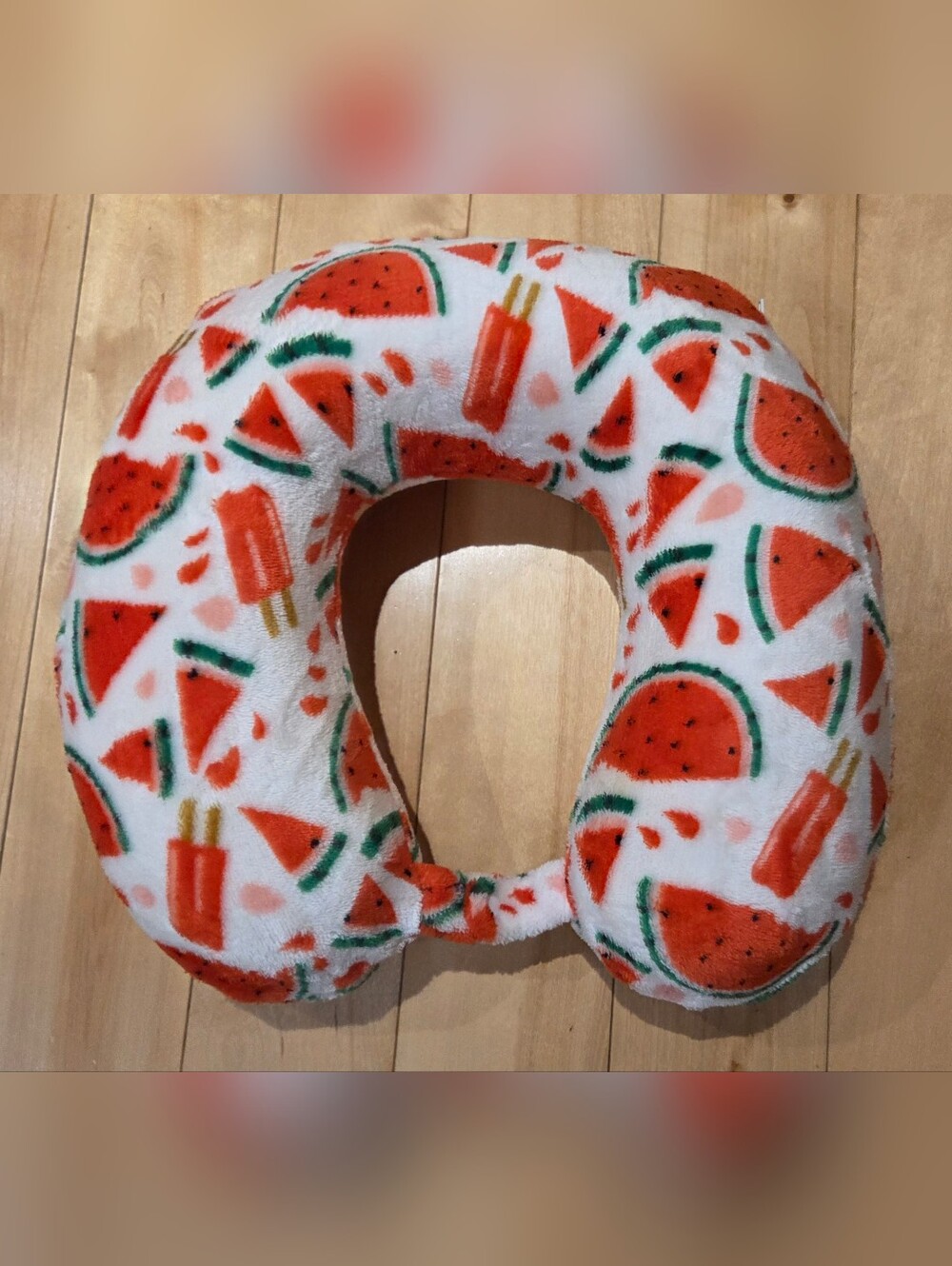 NEW Watermelon 🍉 & Popsicles Fleece Travel Pillow with Snap Closure